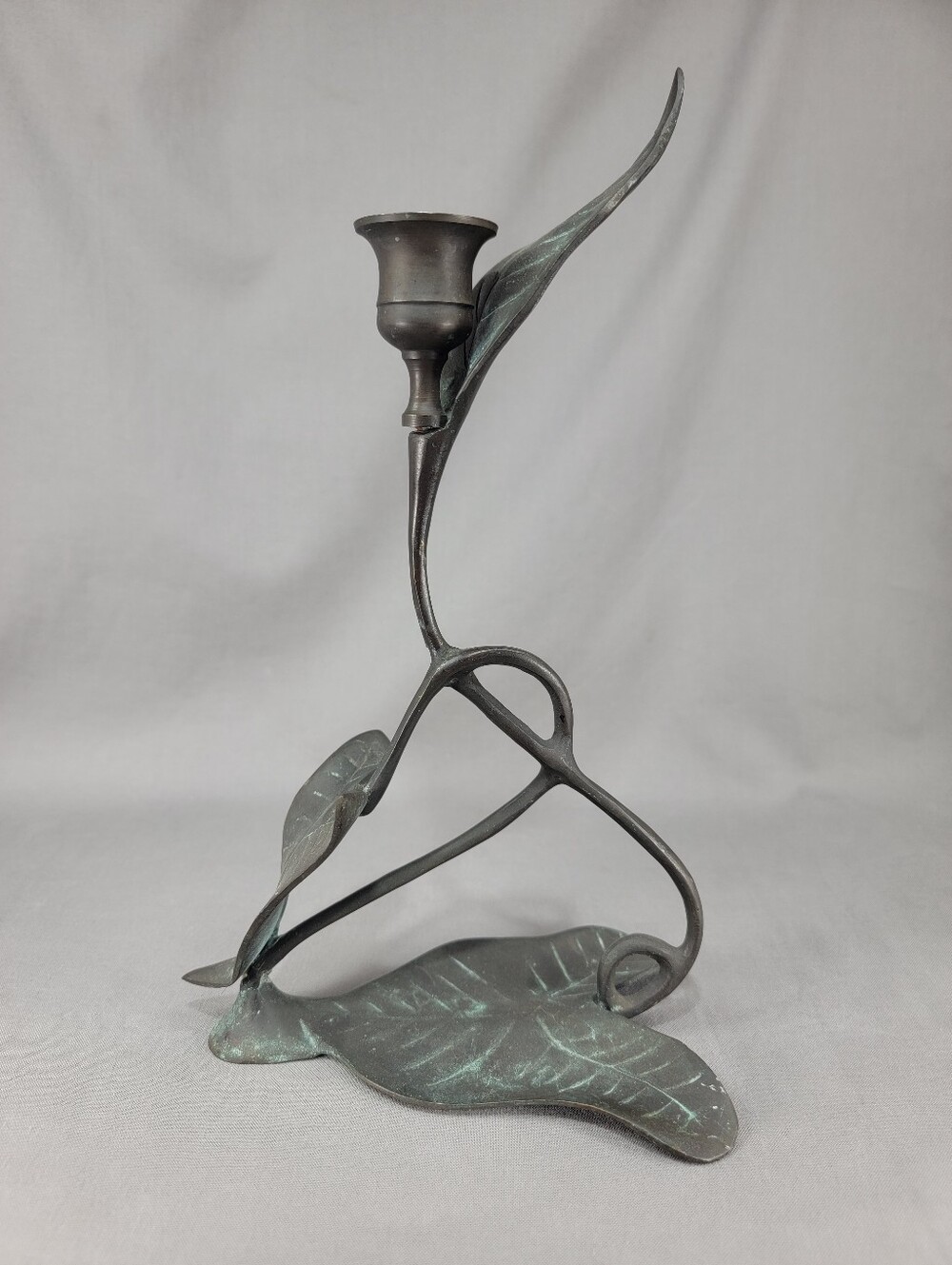 Rosenthal Netter Lily Single Taper Candle Holder Patinated Bronze Metalwork